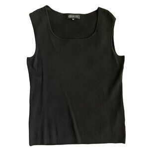 Jones New York Collection Platinum Black Scoop Neck Tank, Black, Large